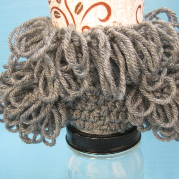 Handmade Crochet Poodle Puppy Dogs  SILVER Cup Cozy - Picture 5 of 5